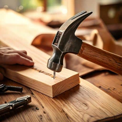 a hammer hitting a piece of wood