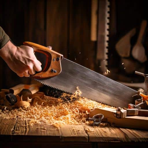 a hand holding a saw