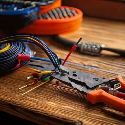 a wire cutters and wires on a table
