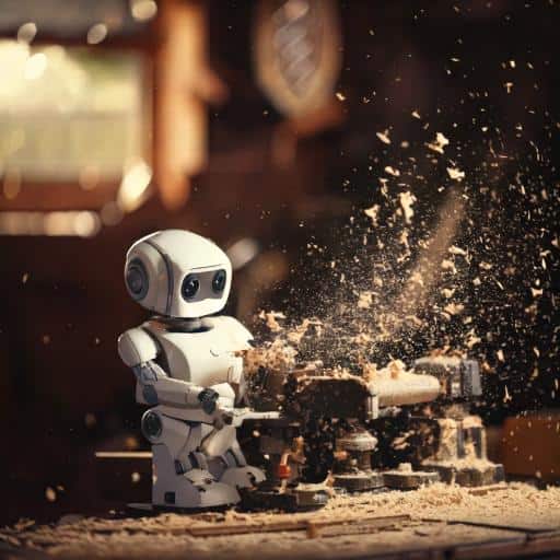 a robot working on a woodworking machine