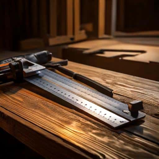 a ruler on a wood surface