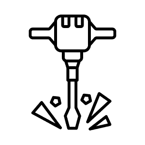 a black and white line art of a jackhammer