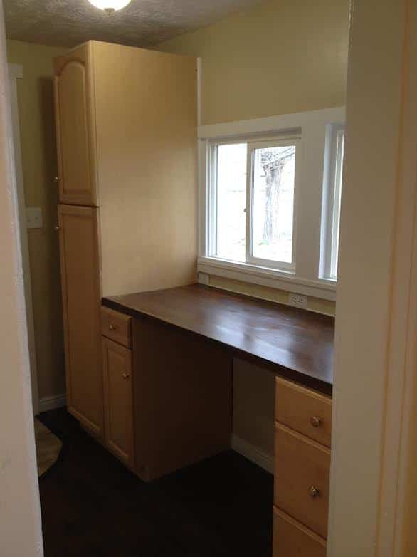a desk in a room